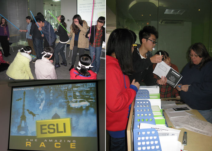 ESLI出国英语培训班的学员们在做游戏