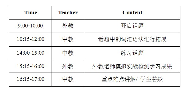 课程表格